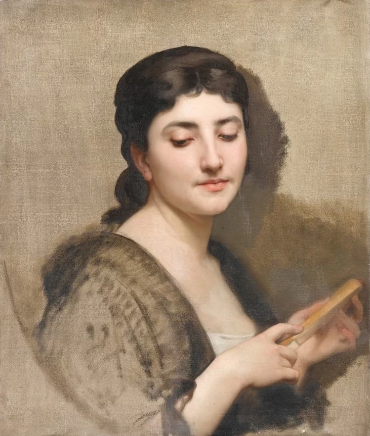 Una giovane donna con un ventaglio